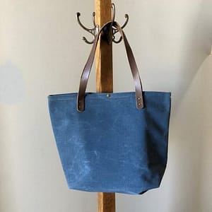 Waxed Canvas Everyday Tote - Blue