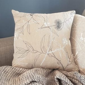 Organic Linen Cushion - Flowering Gum